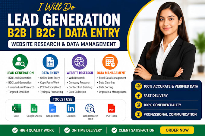 do b2c and b2b lead generation data entry linkedin lead gen