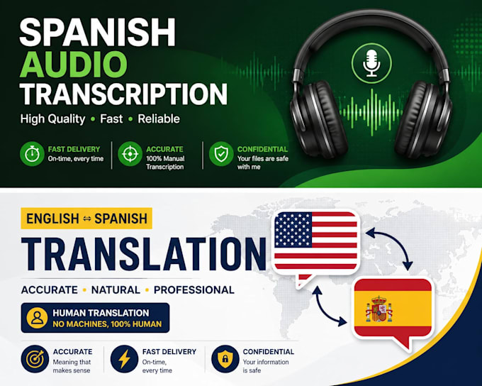 transcribe spanish audio or translate text