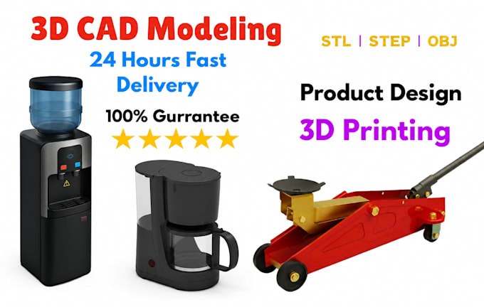 create 3d cad model and product design for 3d printing and stl files
