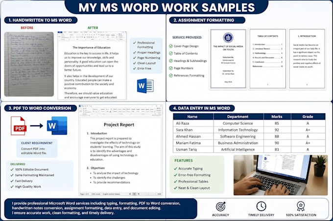 convert handwritten notes into professional ms word documents