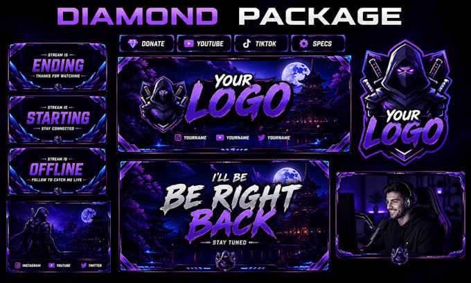 design animated overlay, stream overlay and static  overlay
