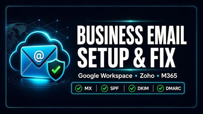 set up google workspace, business email, verify domain and fix dns issues