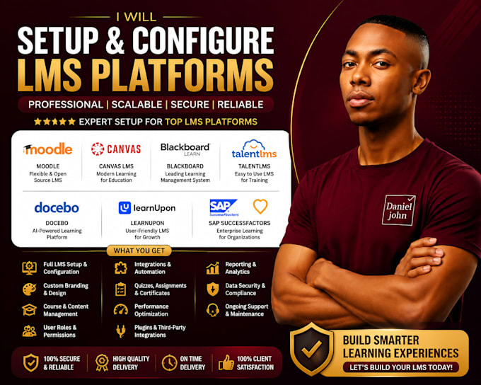 setup lms platforms like moodle, canvas, blackboard, talentlms, docebo  learnupo