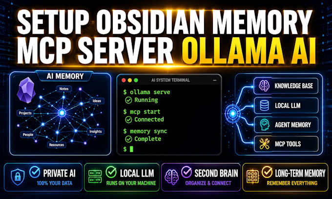 setup obsidian second brain mcp server and ollama  local ai