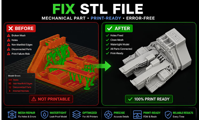 fix modify repair stl file obj file fix mesh optimize stl file 3d printable file