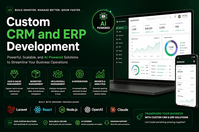 develop custom CRM erp software web application and inventory management system