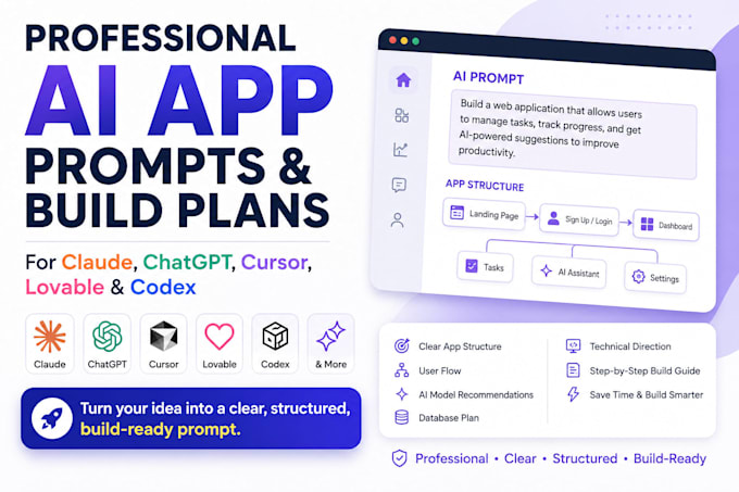 create a professional ai app prompt for claude, cursor, lovable, or codex