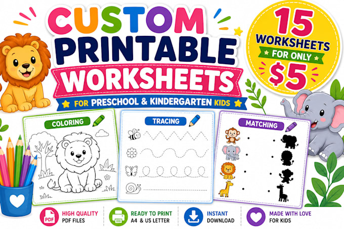 design professionnal kids activity worksheets