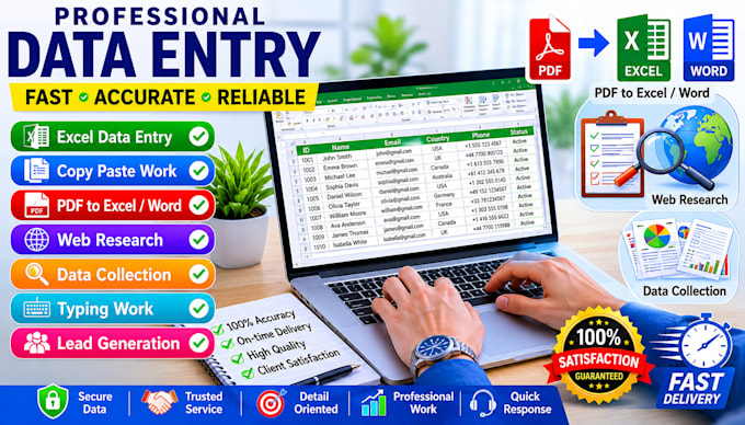 data entry expert  excel copy paste PDF conversion