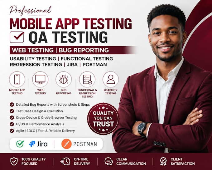 mobile app testing  QA web bug reporting  usability testing  regress jira postma