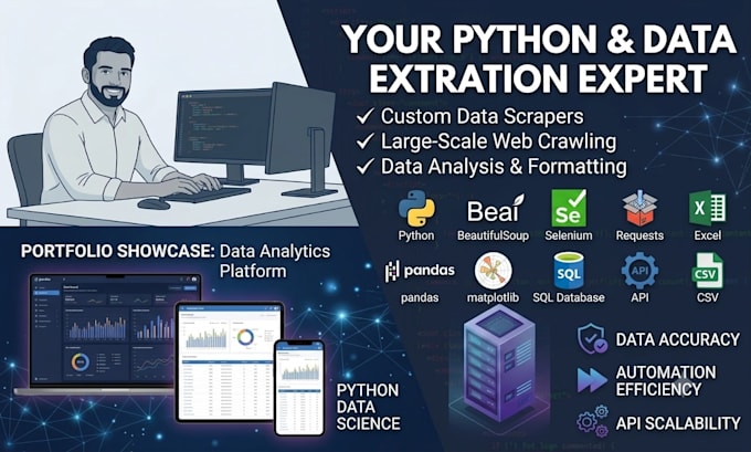 do web scraping, data extraction and web crawling using python