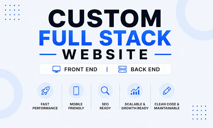 develop a custom full stack website, front end, back end