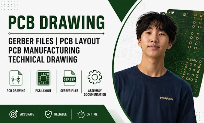 pcb drawing, gerber files, pcb layout, pcb manufacturing technical drawing
