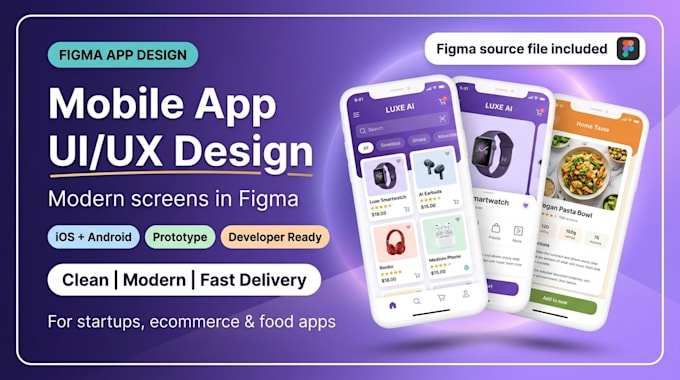 design a modern e commerce or food app UI UX in figma