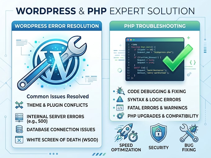 fix wordpress errors or PHP issues
