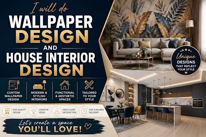 make wall paper design for newly built house and interior