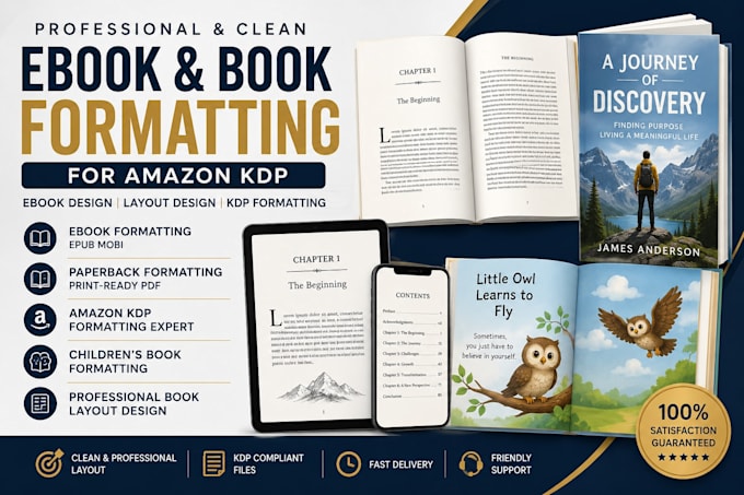 ebook formatting, book layout design, KDP formatting