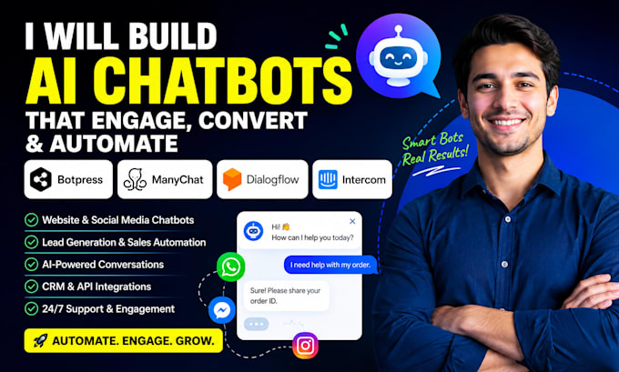 do ai chatbots with botpress, manychat, dialogflow, intercom
