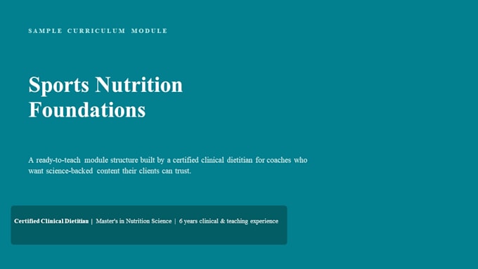 write nutrition coaching curriculum and elearning content