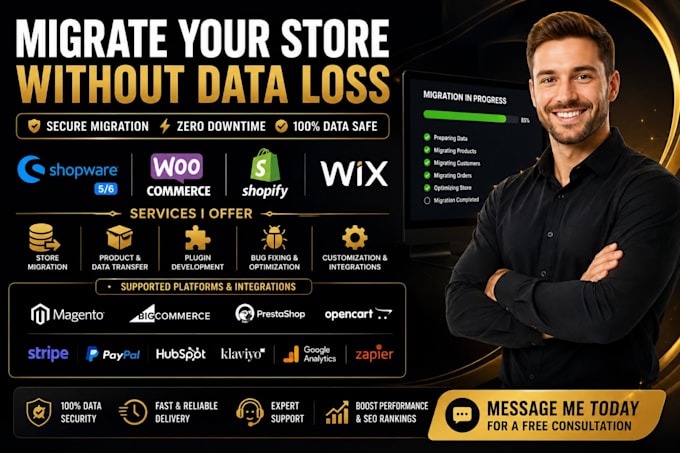 migrate shopware 5 6 woocommerce shopify wix store, plugin development bugfix