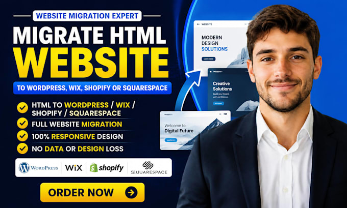 migrate claude code HTML website to wordpress  wix shopify or squarespace