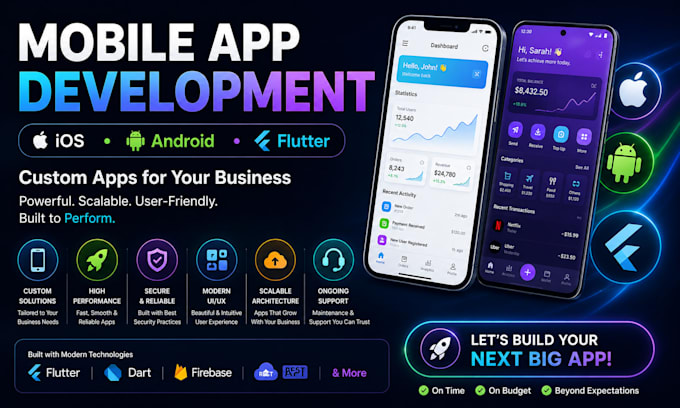 mobile app development, ios app development, app creation, flutter app developer