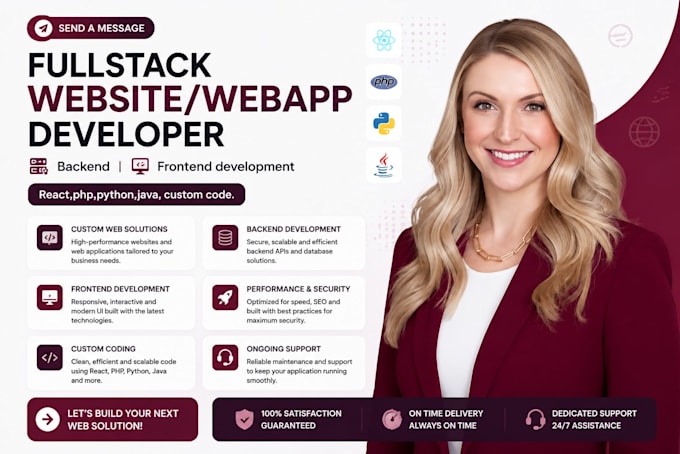 develop custom website or webapp company website as fullstack backend php react