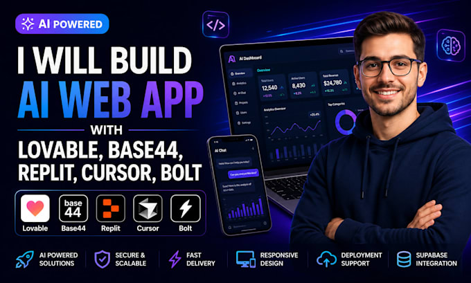 build ai web app with lovable, base44, replit, cursor, bolt