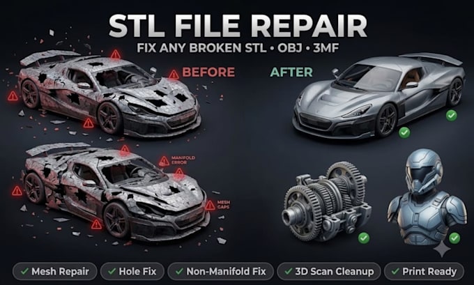 repair edit stl file model modification 3d scan cleanup 3d coin for 3d printing