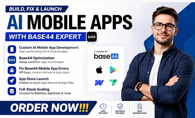 build ai mobile app with base44, fix base44 mobile app, full stack mobile app