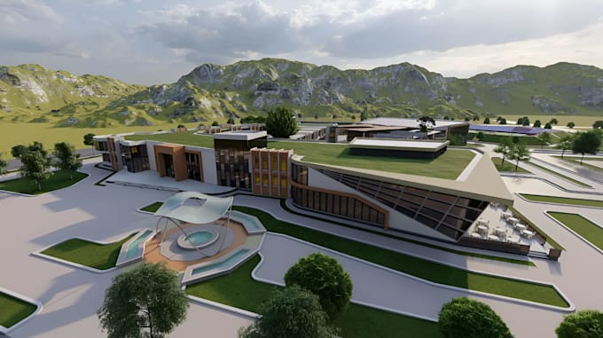 design 3d school, university design, educational interior 3d classroom rendering