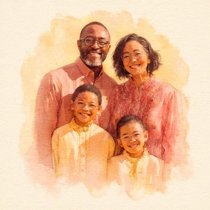 create a watercolor family portrait