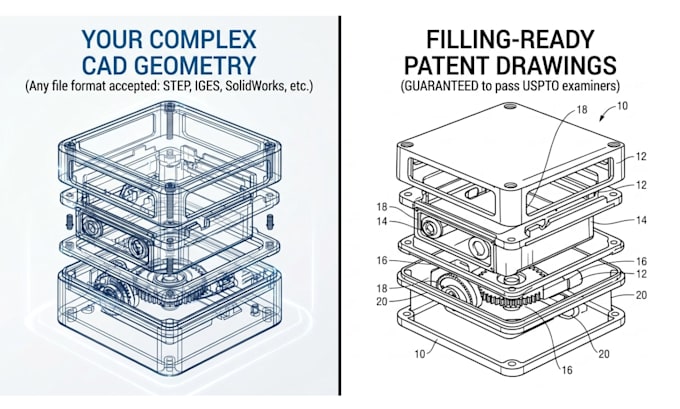 draft precise uspto patent drawing utility and patent illustration