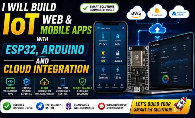 build iot web and mobile apps with esp32, arduino and cloud integration