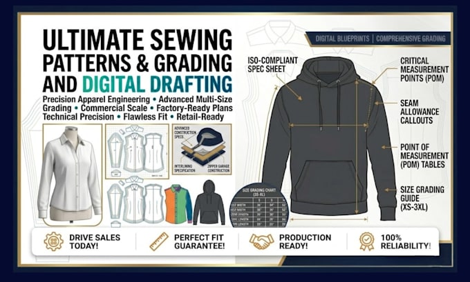 create professional digital sewing pattern and pattern grading for your brand