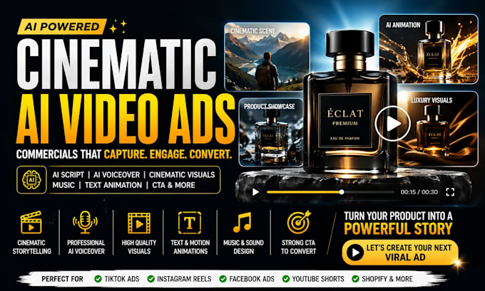create ai cinematic video ads, ai commercial product