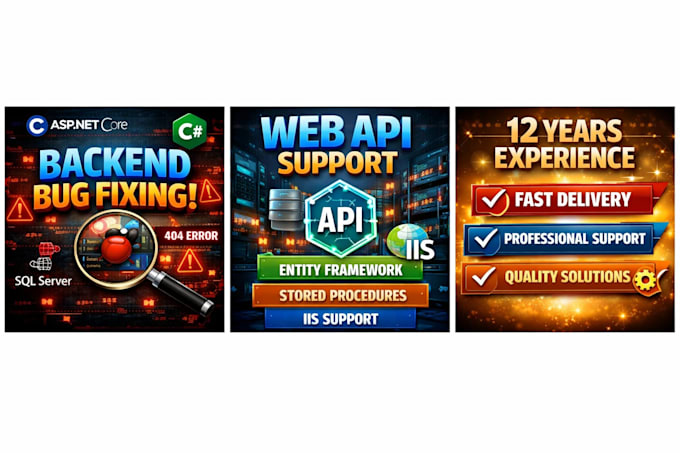 do backend bug fixing aspnet core csharp and sql server