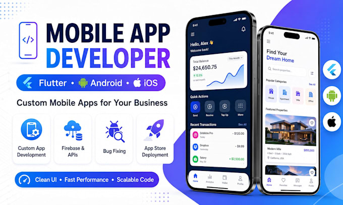 mobile app development android ios app creation using flutter