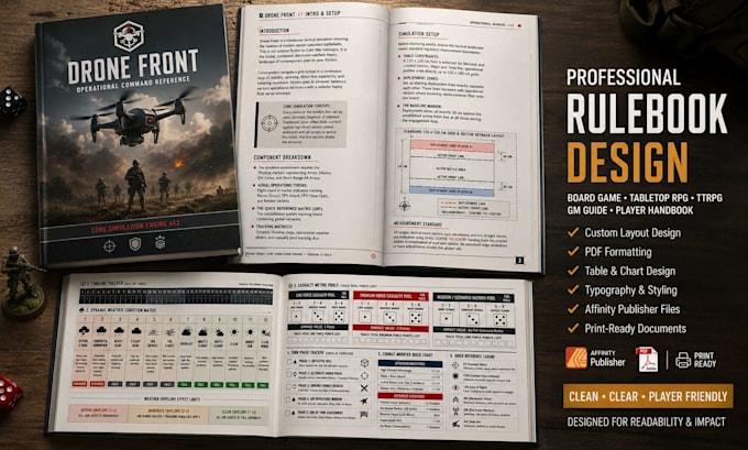 design board game rulebook layout tabletop rpg ttrpg formatting gm guide pdf