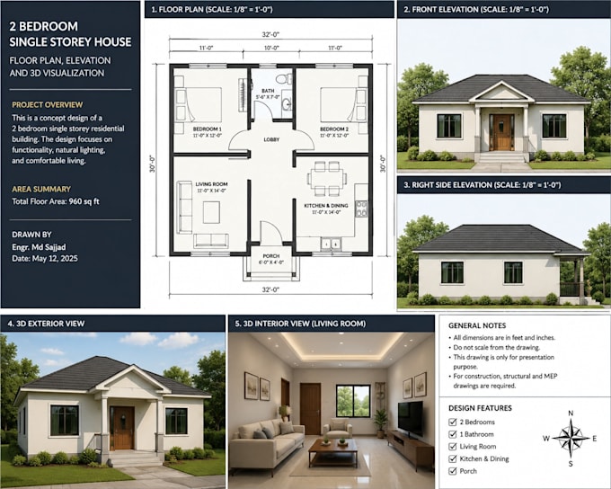 autocad floor plan, elevation, section and 3d house design