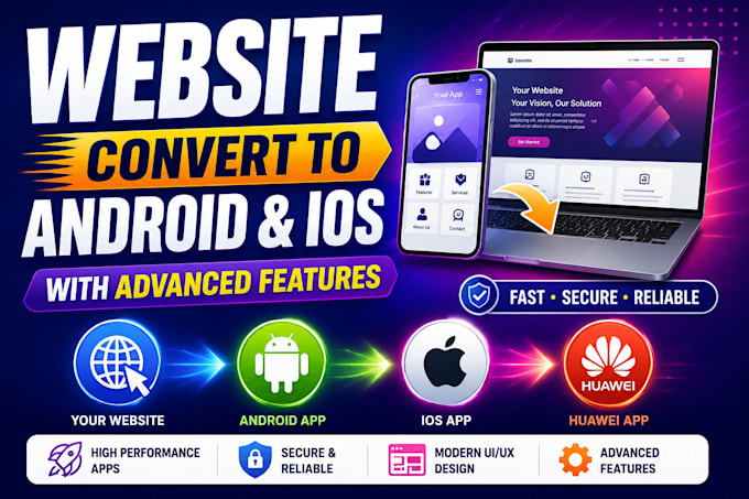 convert website to android, ios and huawei app