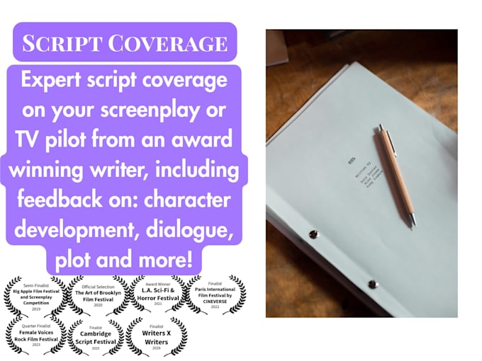 provide coverage for your screenplay or TV pilot