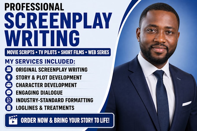 write a professional screenplay, movie script, TV pilot, or short film script