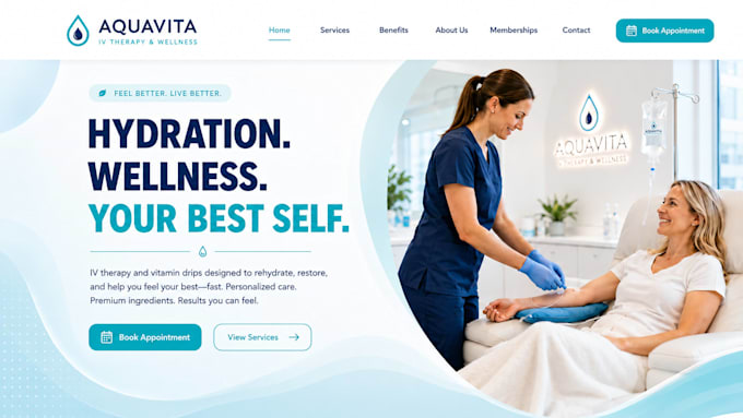 design wix iv therapy website wellness clinic booking website