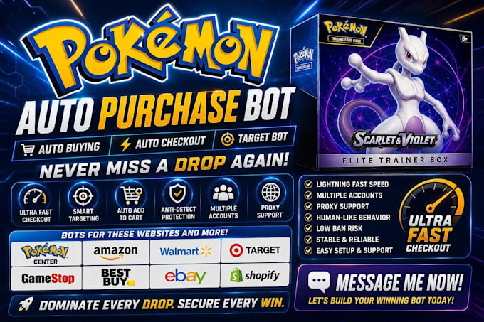 pokemon bot auto purchase bot auto buying bot  checkout bot target bot amazonbot