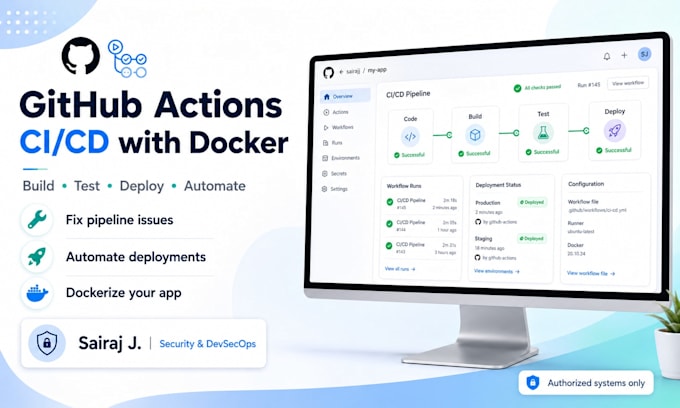 setup github actions, ci cd or docker for you