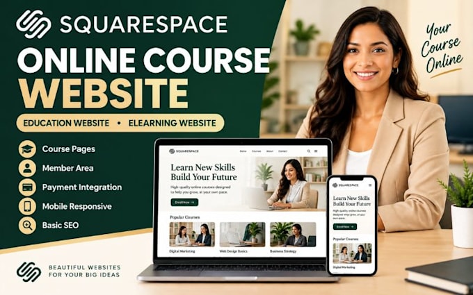 squarespace online course website education website elearning website