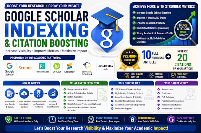 promote your articles to increase google scholar citations, scopus, researchgate