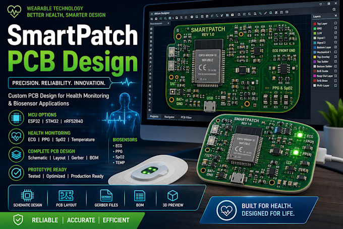 build smartpatch pcb, sensor integration and firmware