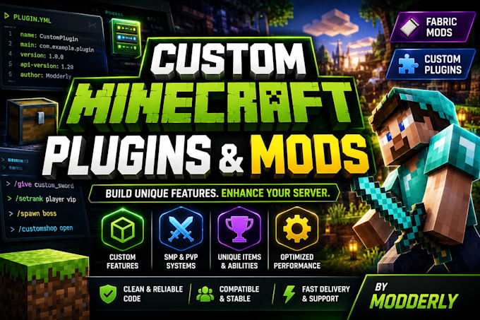 create custom minecraft plugins and fabric mods